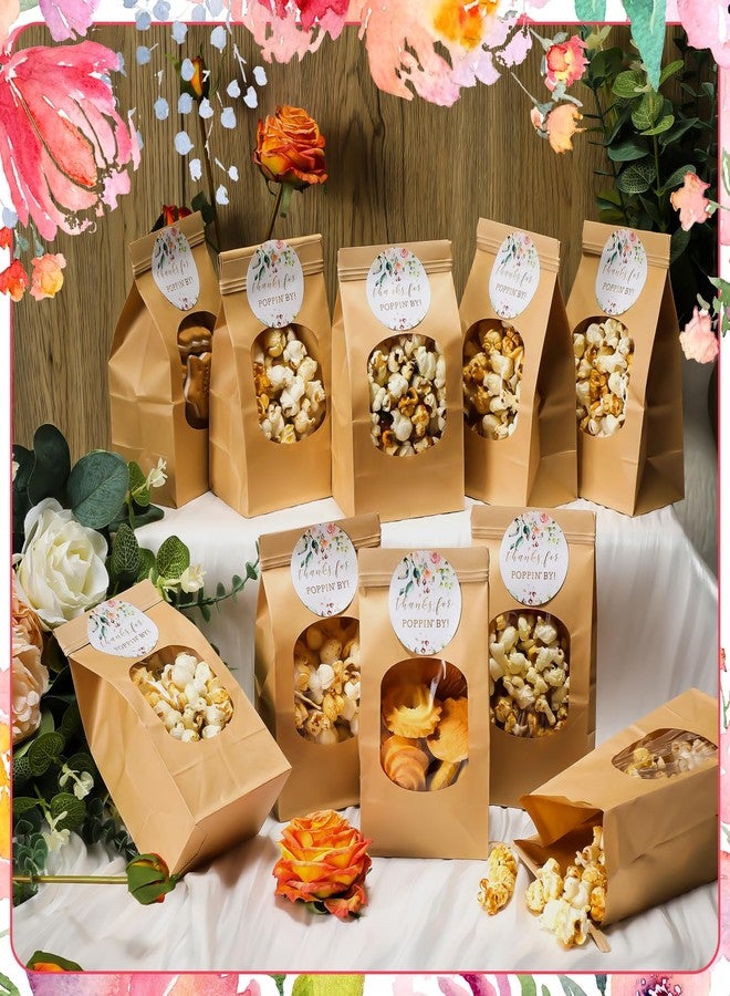 Funnymoom أكياس فشار ورقية من Funnymoom، 48 قطعة، مكتوب عليها "شكراً لزيارتكم" للاحتفال، مع 48 ملصق فشار دائري، مناسبة لحفلات الخطوبة والزفاف وحفلات توديع العزوبية (زهرة الورد، وردي). - Image 2